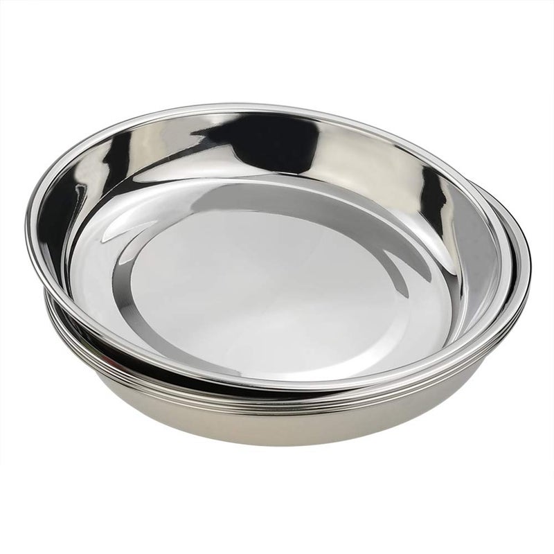 Eagrye 4-Pack Stainless Steel Dinner Plates Dish, Round Plate - Image 1